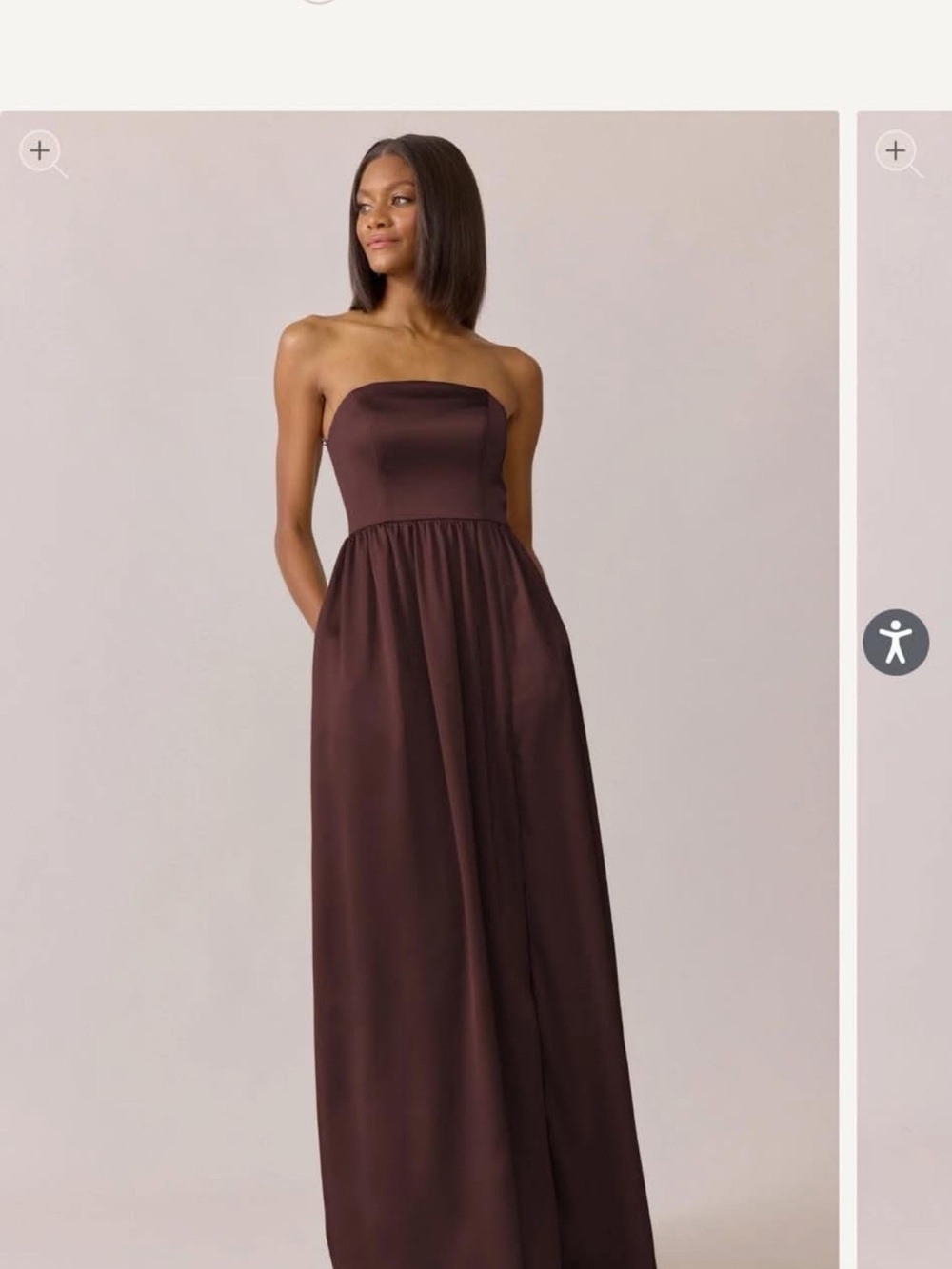 Revelry Strapless Chocolate Brown Bridesmaid Gown